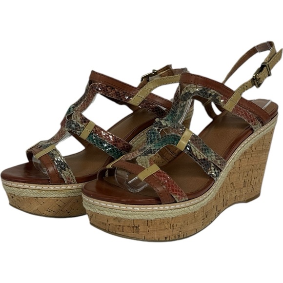 Lucky Brand Keena Platform Wedge Sandals Y2K Slingback Womens Size 9.5 Snake 4" - Picture 3 of 11